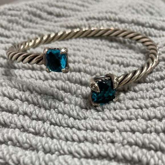 PRE-OWNED David Yurman Sterling Silver And Blue Topaz Chatelaine Bypass Bracelet - Picture 3 of 4